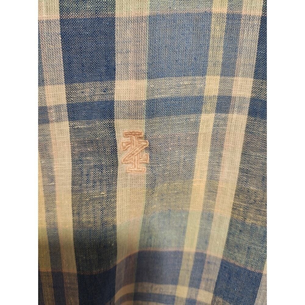 Preppy Plaid Coastal Nautical Izod Blue Plaid‎ Short Sleeve Slim Fit 2XL Shirt - Picture 5 of 8